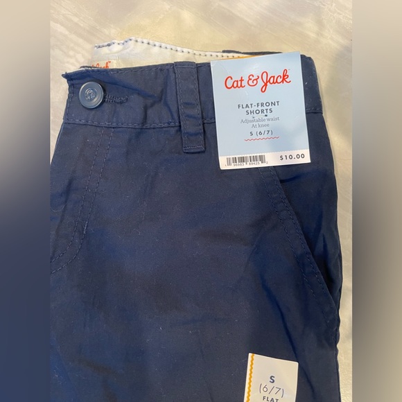 NWT Cat & Jack Boys Flat Front At The Knee Dark Blue Shorts - Picture 3 of 6